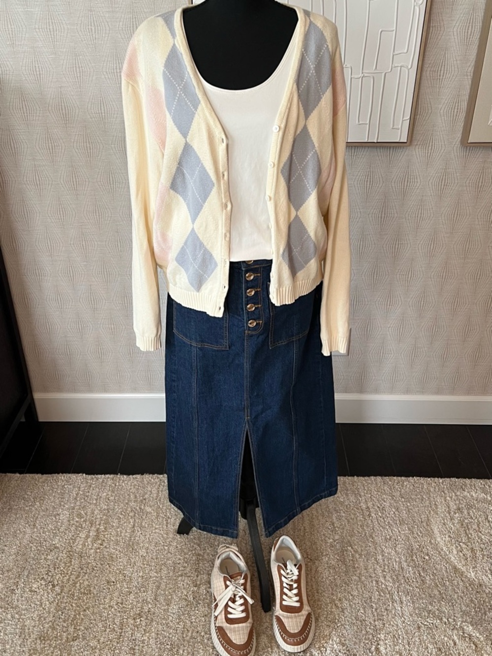 Button Front Long Denim Skirt | High Rise Midi | Bundle & Save